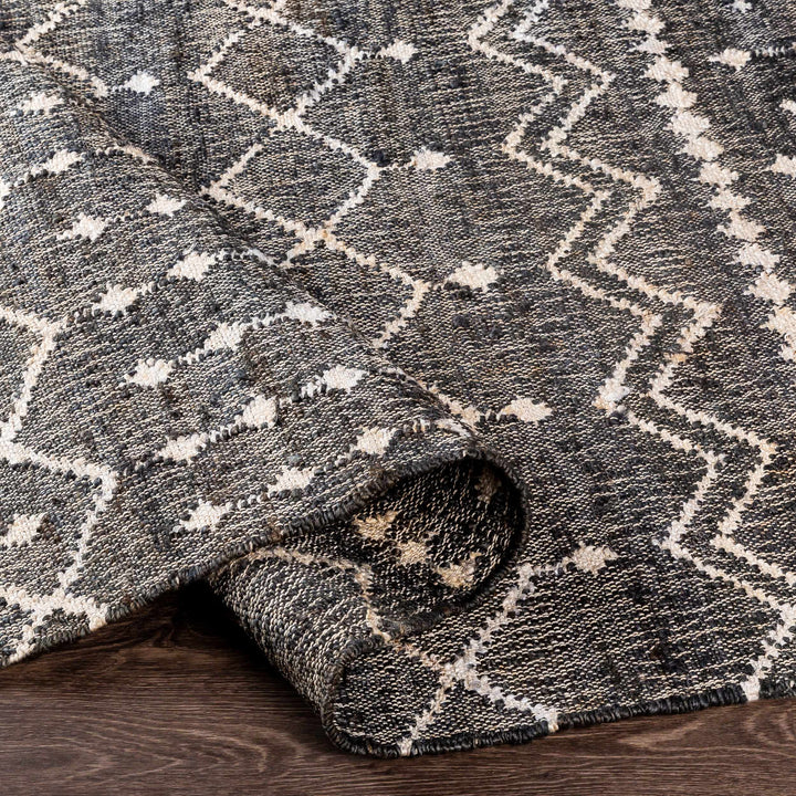 Kirton Modern Geometrical Ivory And Charcoal Hand Woven Area Rug