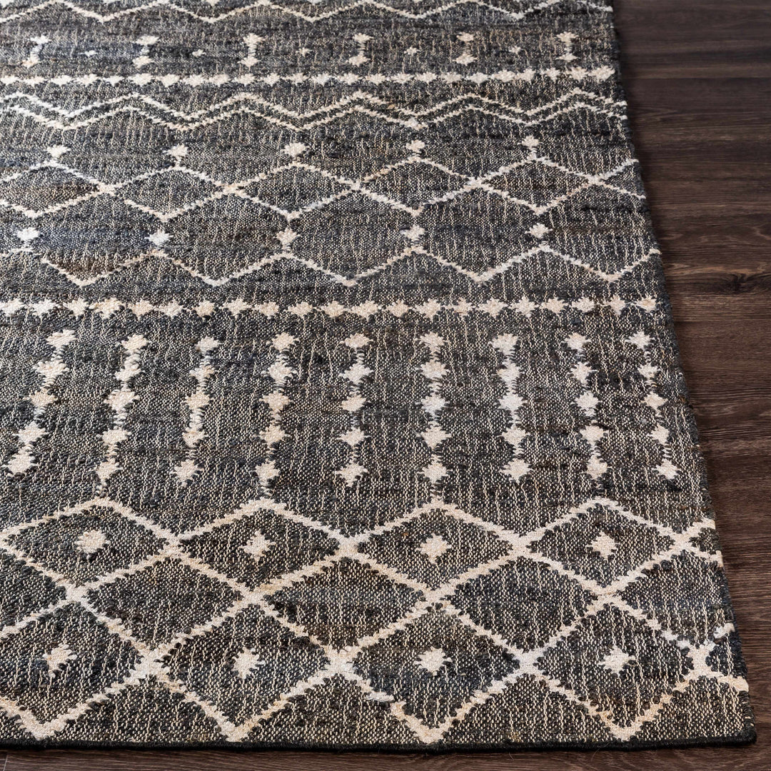 Kirton Modern Geometrical Ivory And Charcoal Hand Woven Area Rug