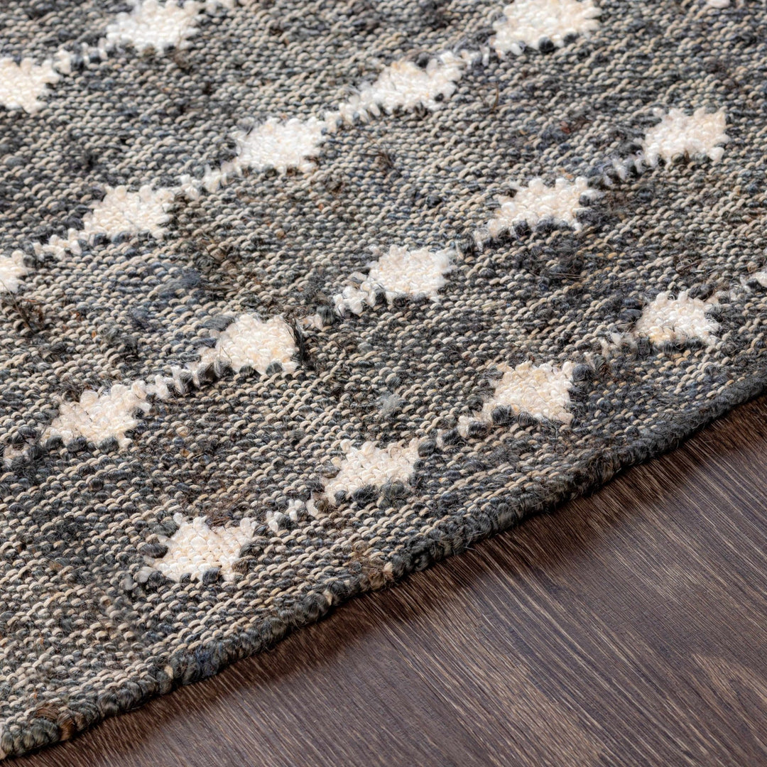 Kirton Modern Geometrical Ivory And Charcoal Hand Woven Area Rug - The Rug Decor