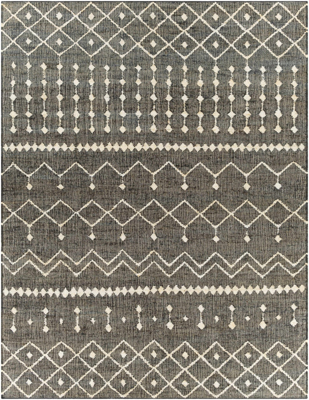 Kirton Modern Geometrical Ivory And Charcoal Hand Woven Area Rug - The Rug Decor
