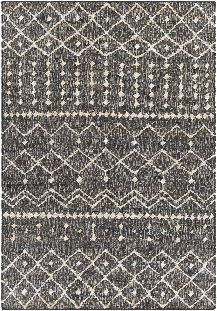 Kirton Modern Geometrical Ivory And Charcoal Hand Woven Area Rug - The Rug Decor