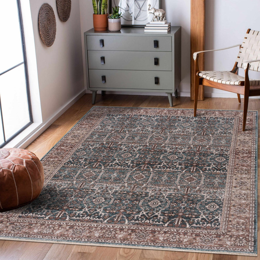 Kitango Traditional Charcoal And Brown Area Rug - The Rug Decor