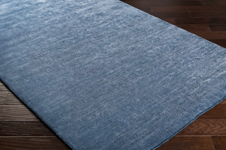 Kendall Blue Modern Solid Design Hand Knotted Area Rug