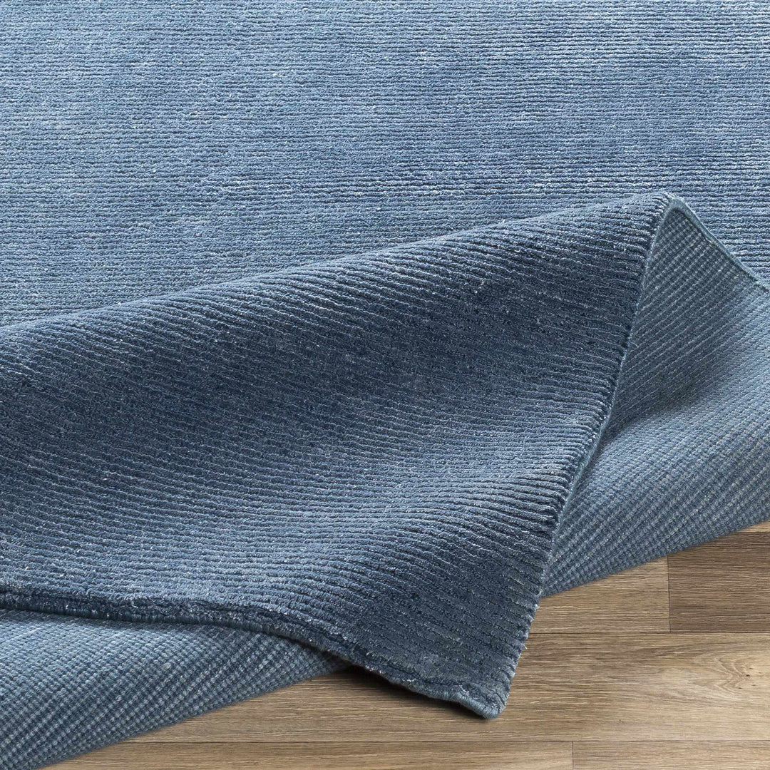 Kendall Blue Modern Solid Design Hand Knotted Area Rug