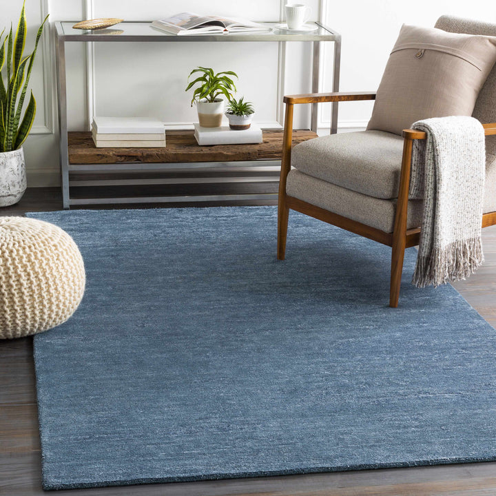 Kendall Blue Modern Solid Design Hand Knotted Area Rug