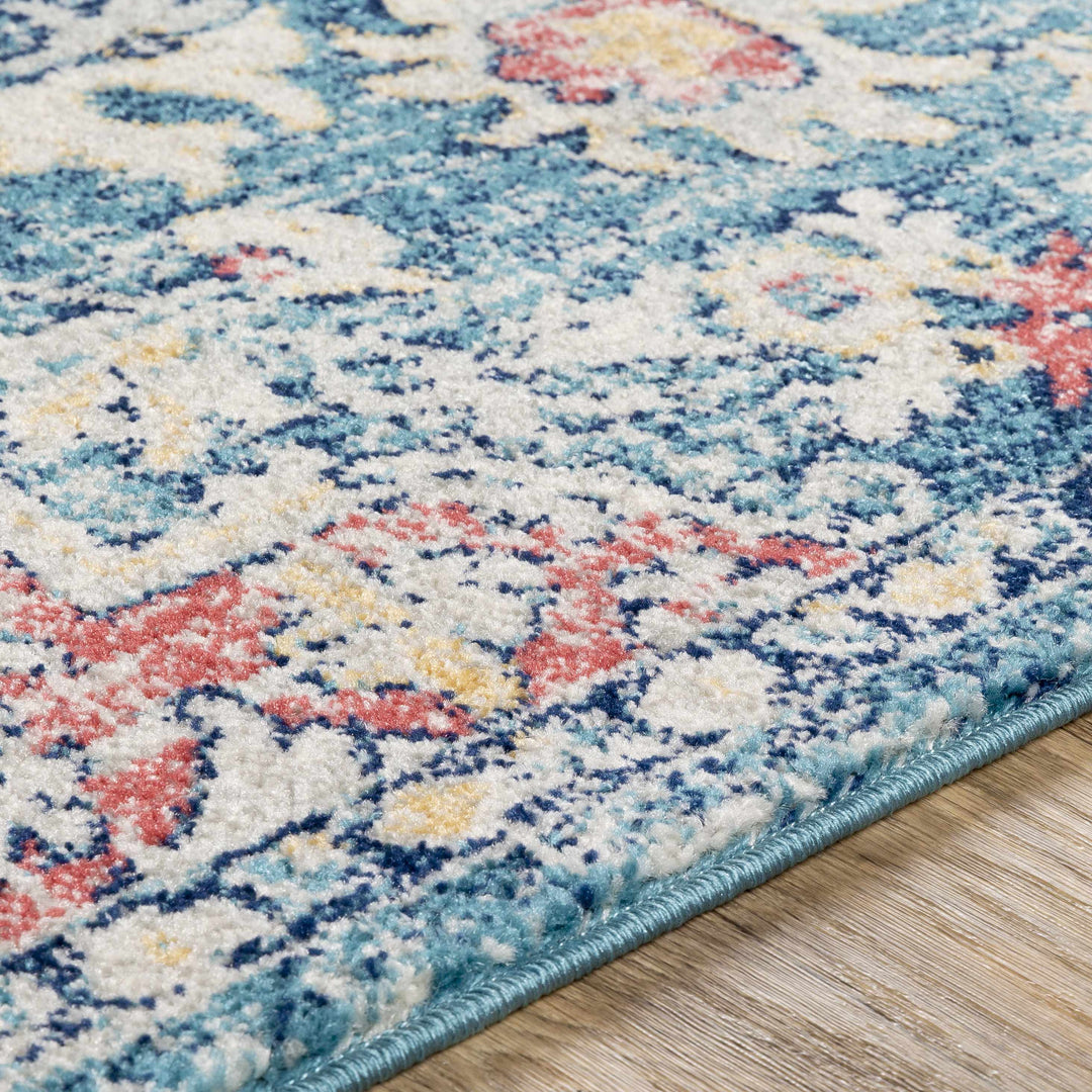 Knowsley Blue And Red Traditional Style Area Rug