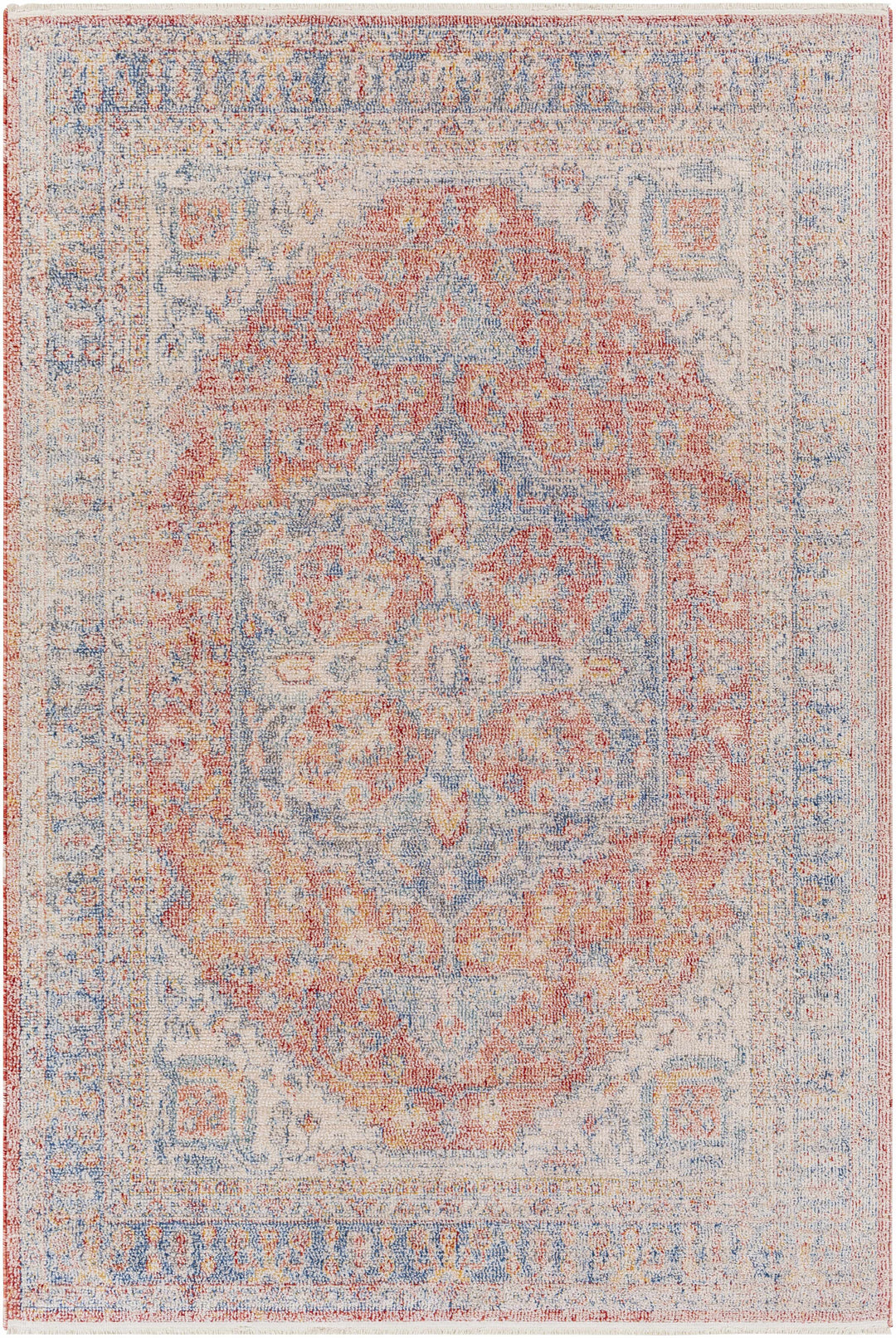 Kana Traditional Medallion Design Rust And Blue Area Rug