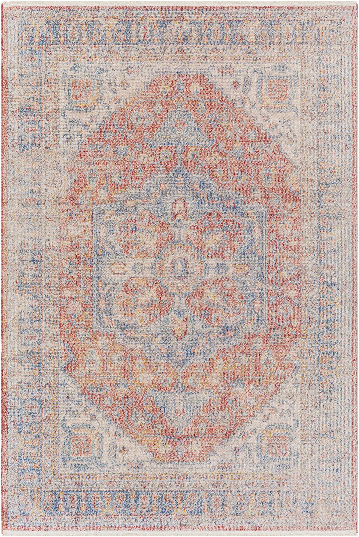 Kana Traditional Medallion Design Rust And Blue Area Rug