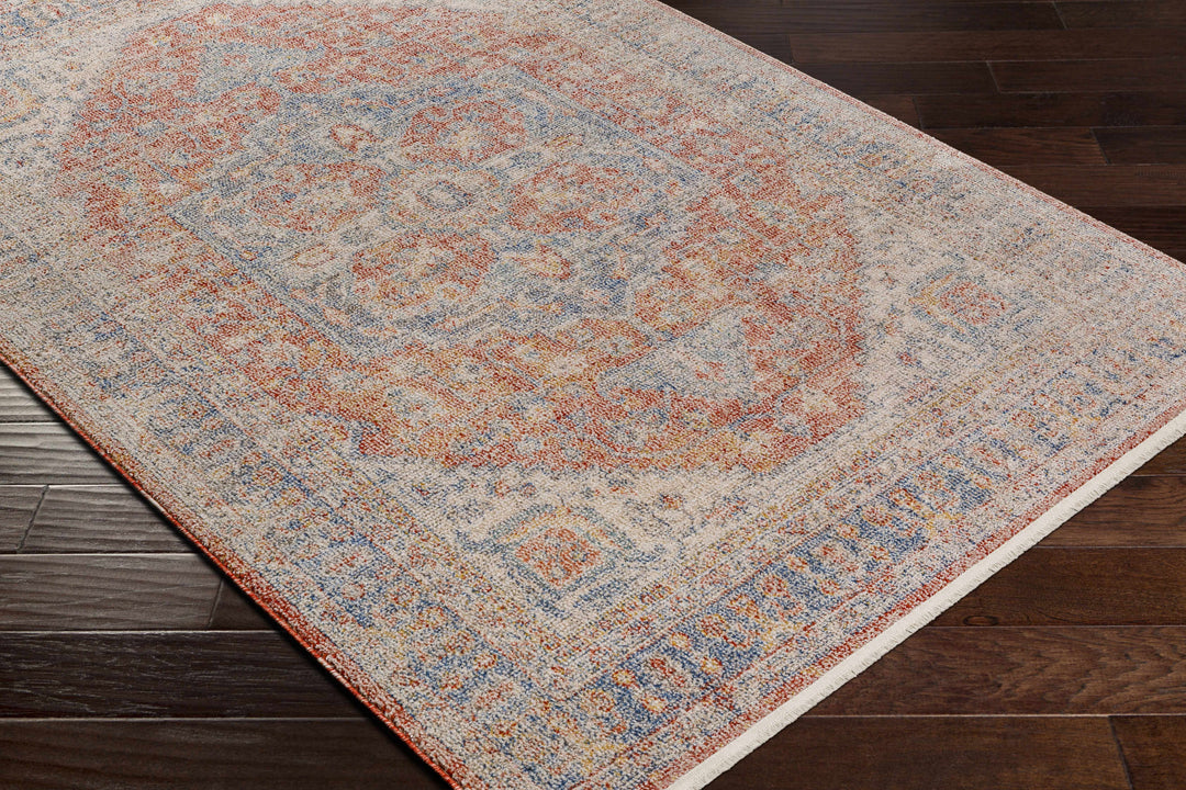 Kana Traditional Medallion Design Rust And Blue Area Rug