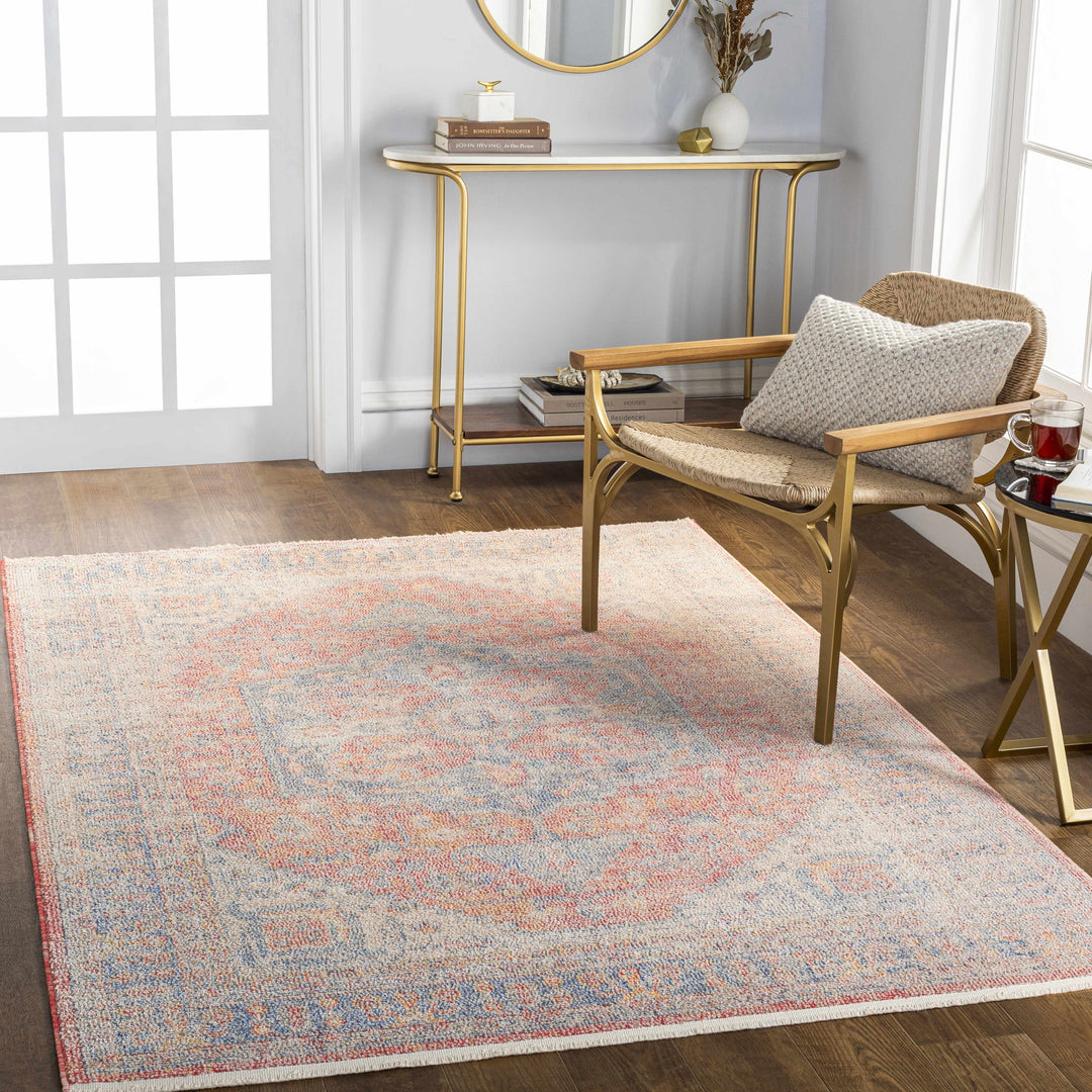 Kana Traditional Medallion Design Rust And Blue Area Rug