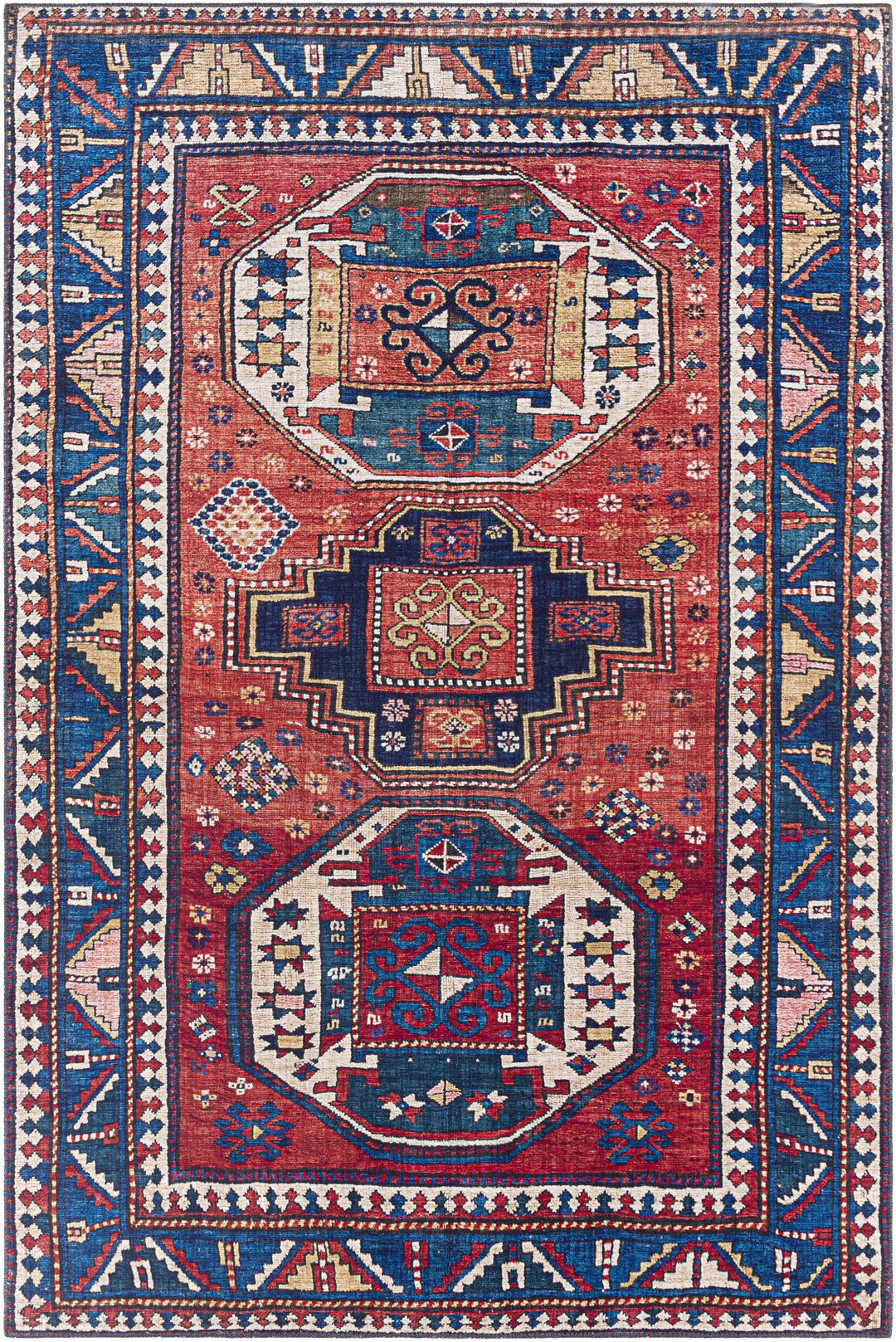 Kodiak Traditional Style Red And Blue Area Rug