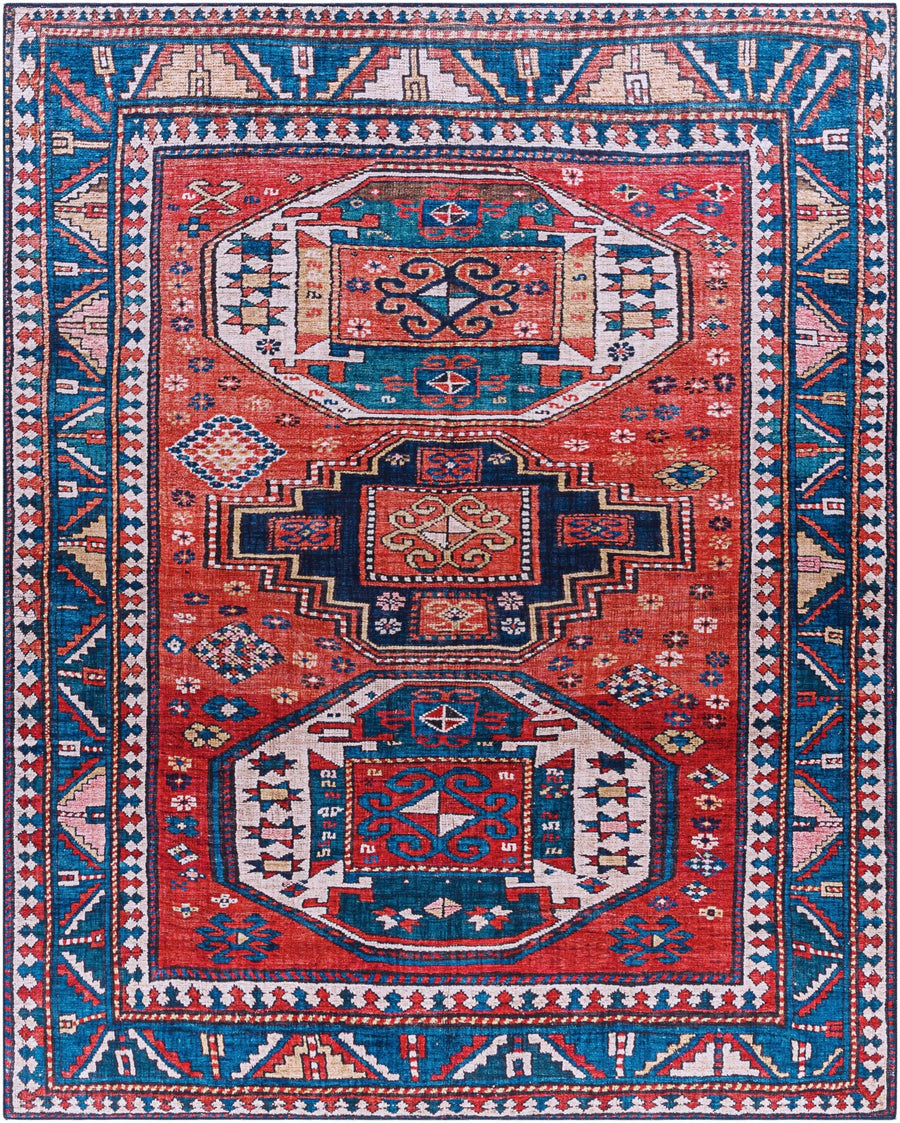 Kodiak Traditional Style Red And Blue Area Rug - The Rug Decor