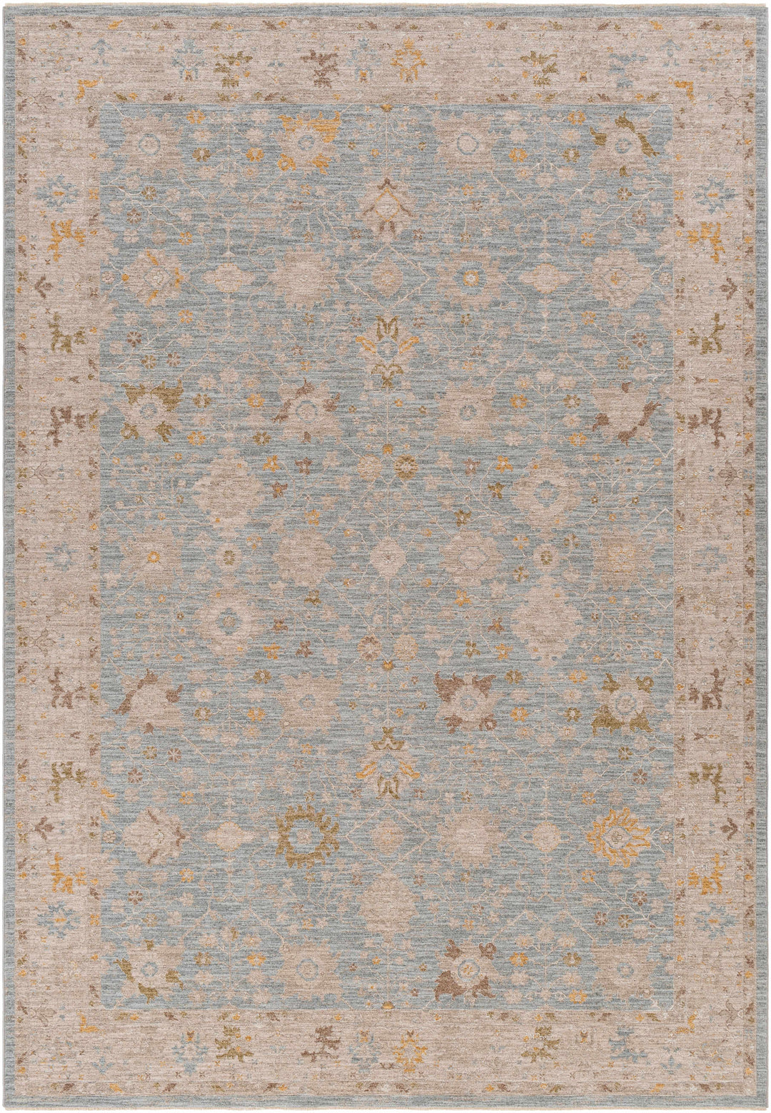 Kofi Traditional Style Blue And Beige Area Rug