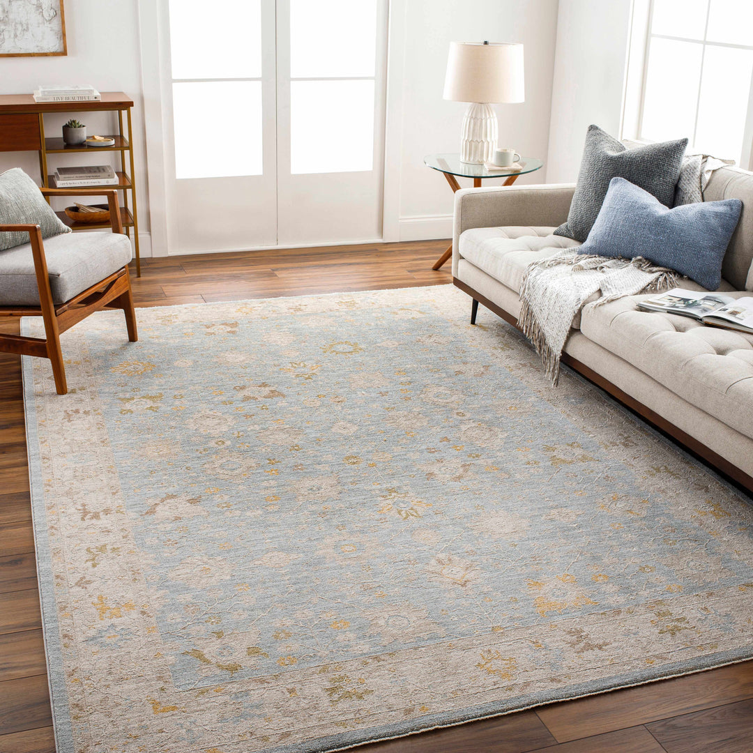 Kofi Traditional Style Blue And Beige Area Rug