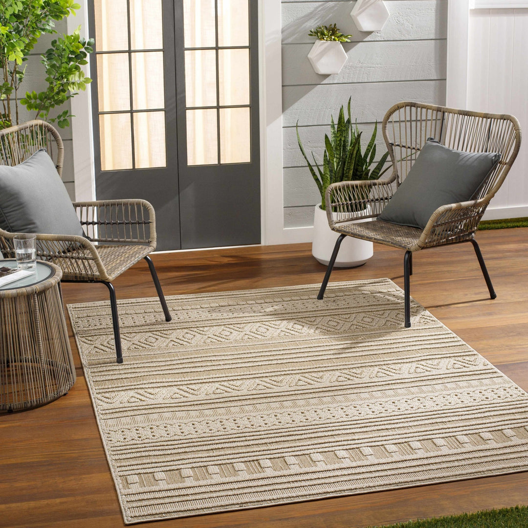 Kojo Contemporary Style Tan Outdoor Area Rug - The Rug Decor
