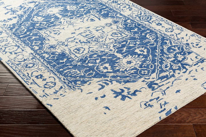 Koppies Transitional Design Ivory And Blue Hand Tufted Wool Rug - The Rug Decor