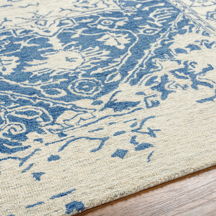 Koppies Transitional Design Ivory And Blue Hand Tufted Wool Rug - The Rug Decor