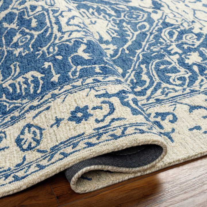 Koppies Transitional Design Ivory And Blue Hand Tufted Wool Rug - The Rug Decor