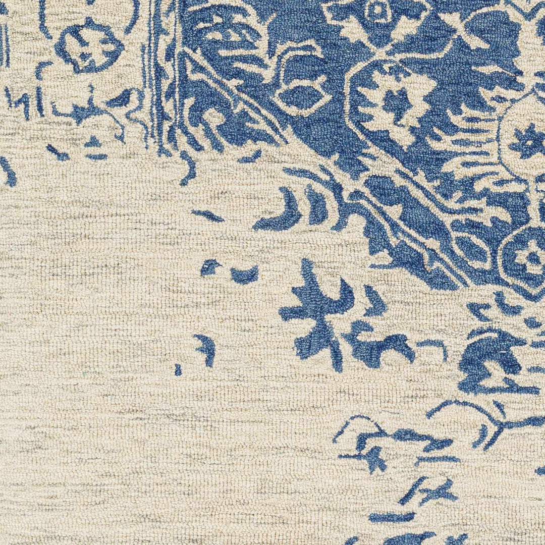 Koppies Transitional Design Ivory And Blue Hand Tufted Wool Rug - The Rug Decor