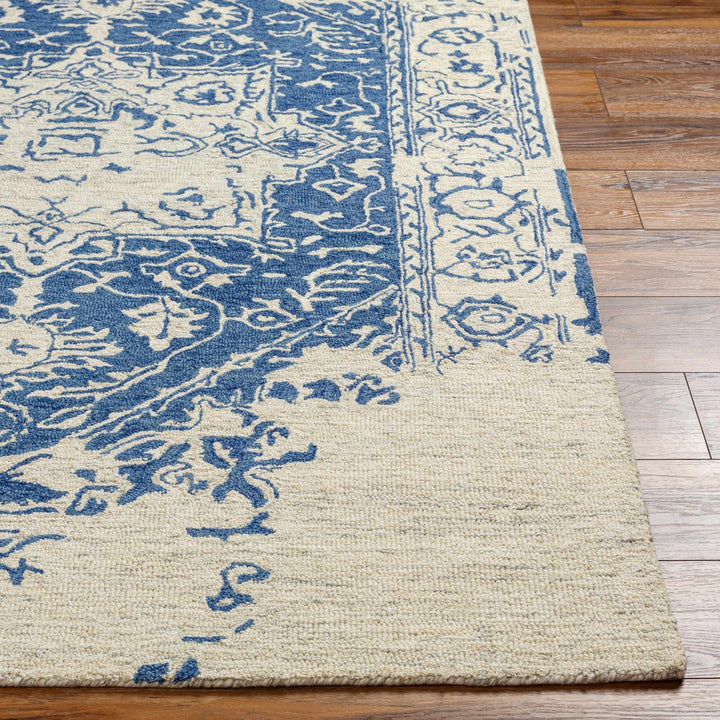 Koppies Transitional Design Ivory And Blue Hand Tufted Wool Rug - The Rug Decor