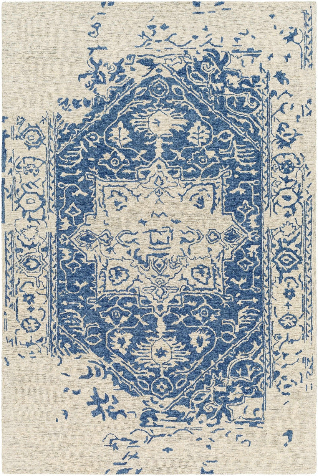 Koppies Transitional Design Ivory And Blue Hand Tufted Wool Rug - The Rug Decor