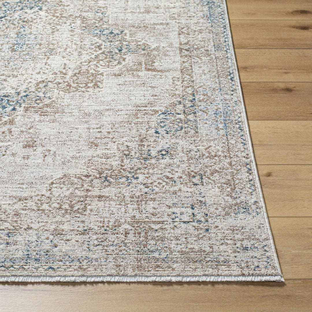 Kosta Transitional Medallion Design Beige & Blue Area Rug - The Rug Decor