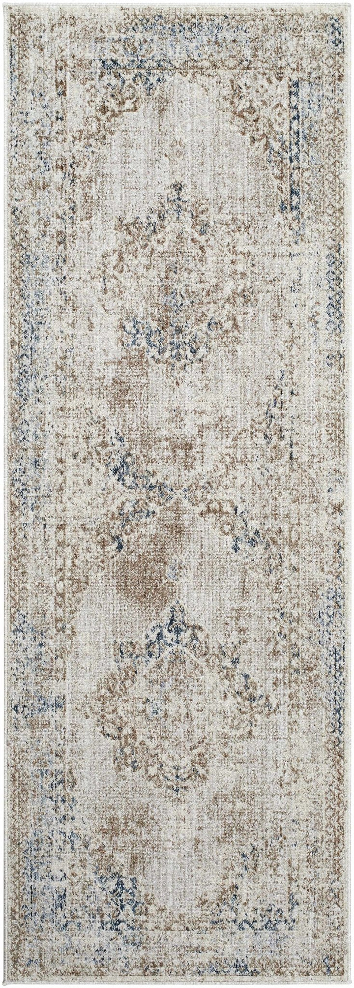 Kosta Transitional Medallion Design Beige & Blue Area Rug - The Rug Decor