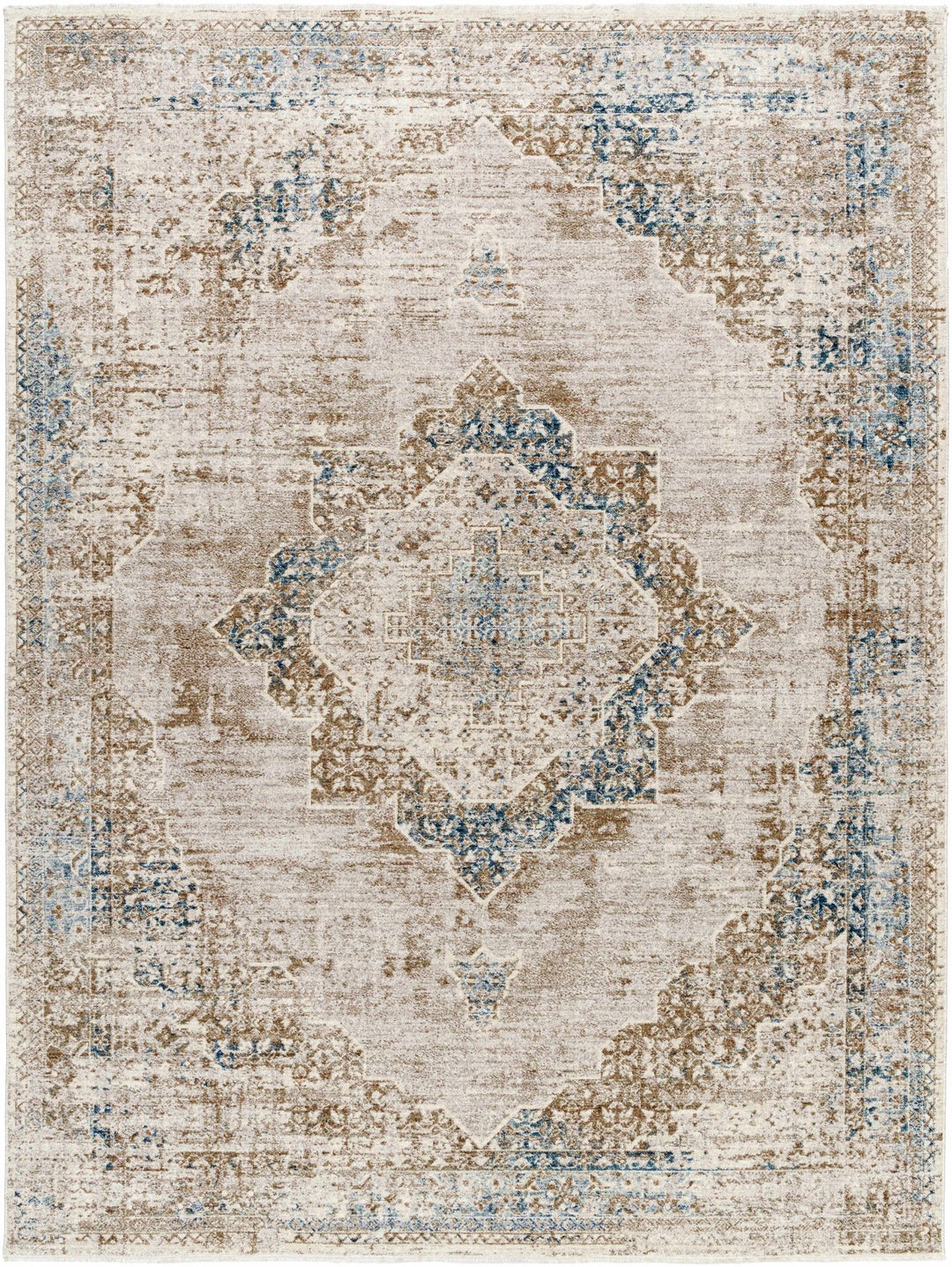Kosta Transitional Medallion Design Beige & Blue Area Rug - The Rug Decor