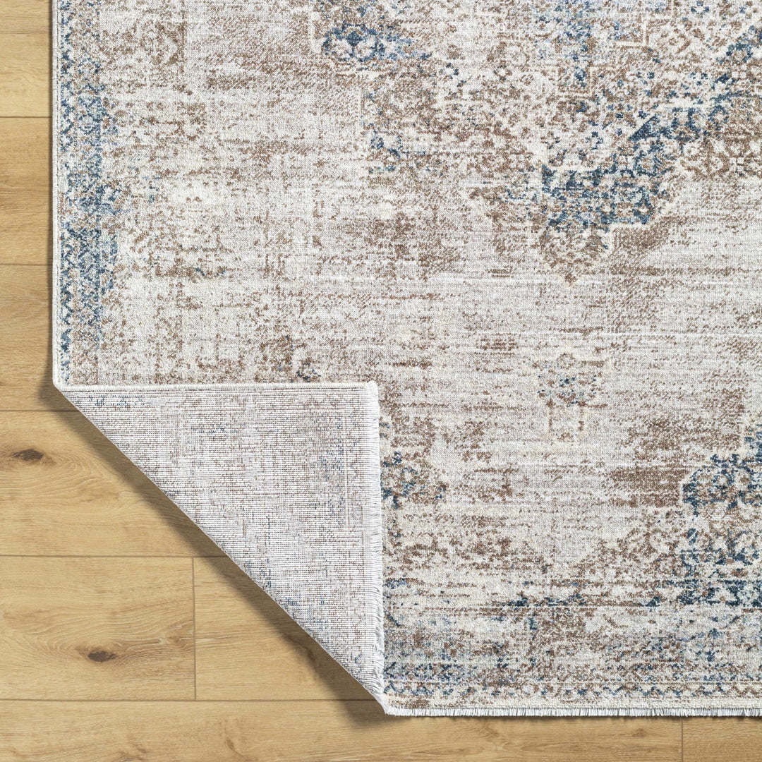 Kosta Transitional Medallion Design Beige & Blue Area Rug - The Rug Decor