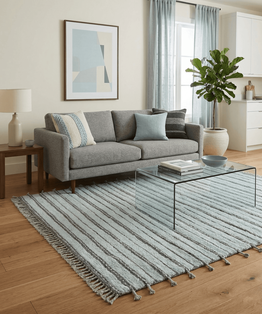 Krabi Contemporary Ivory And Brown Hand Knotted Wool Rug - The Rug Decor