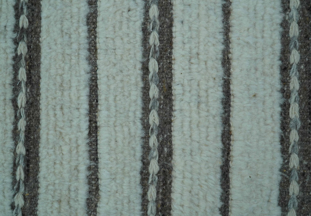 Krabi Contemporary Ivory And Brown Hand Knotted Wool Rug - The Rug Decor