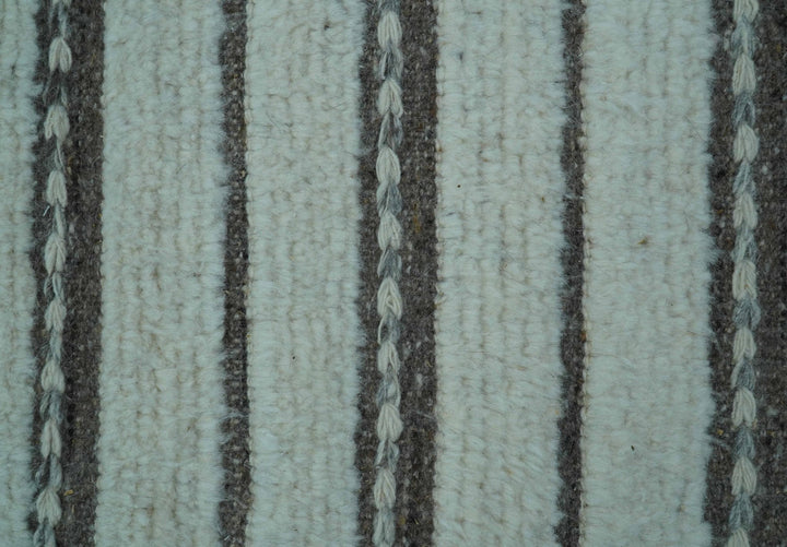 Krabi Contemporary Ivory And Brown Hand Knotted Wool Rug - The Rug Decor