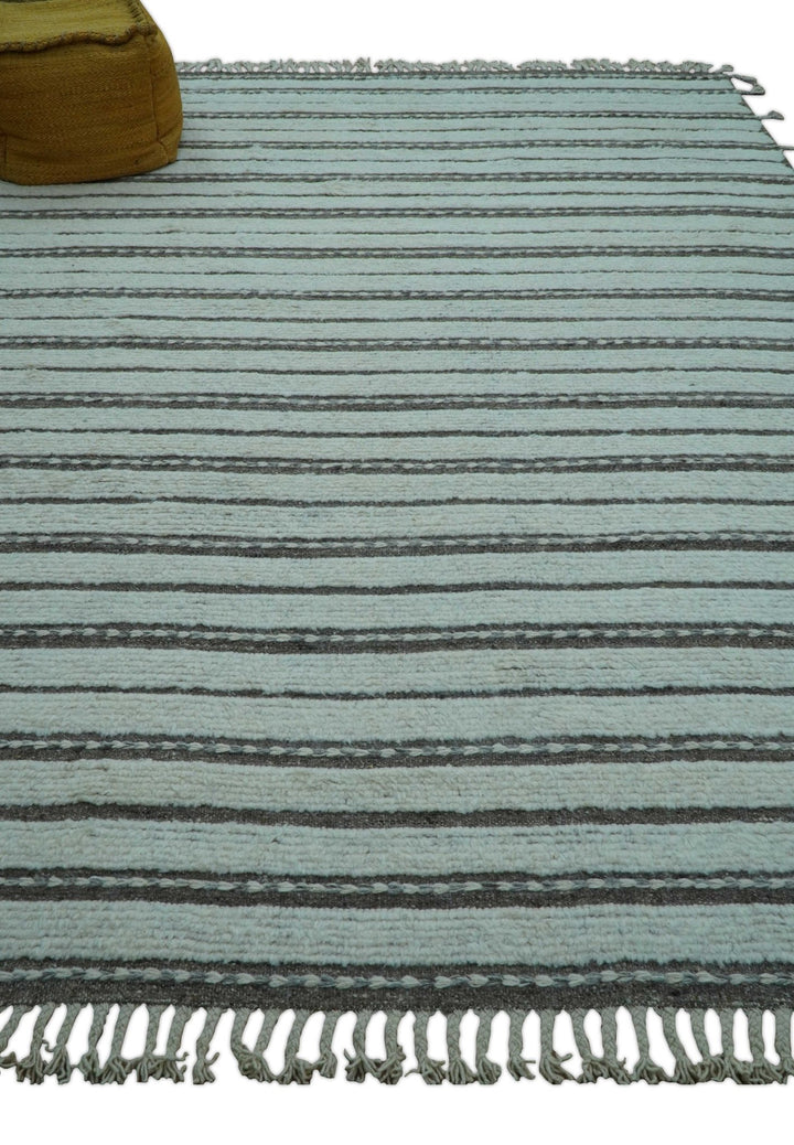 Krabi Contemporary Ivory And Brown Hand Knotted Wool Rug - The Rug Decor