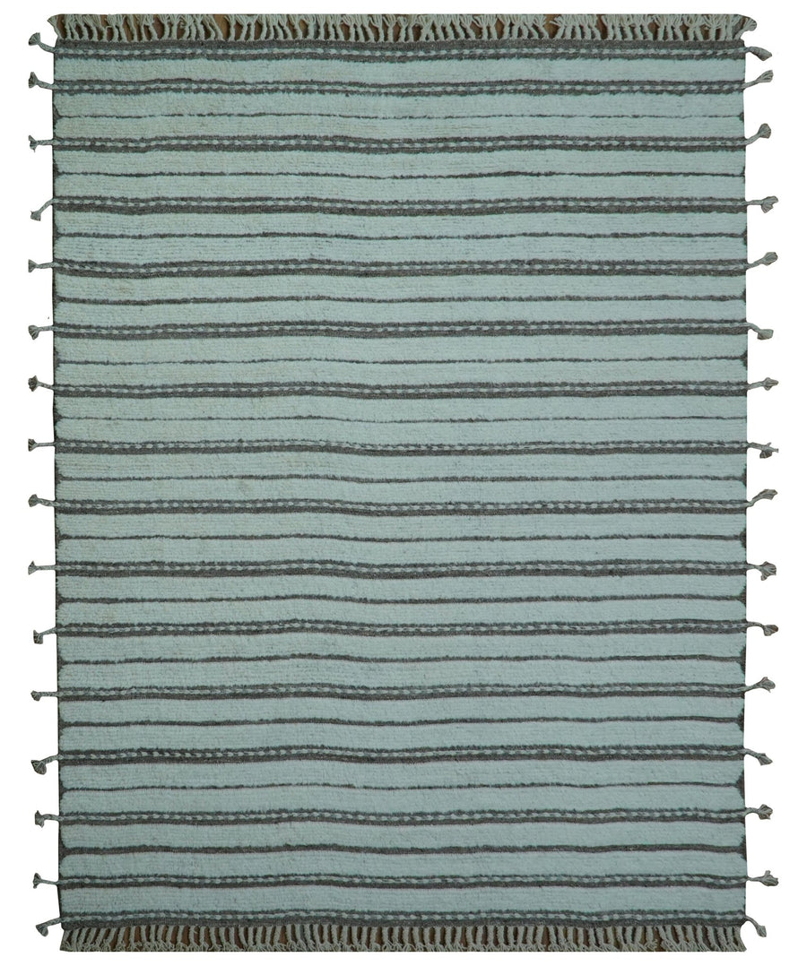 Krabi Contemporary Ivory And Brown Hand Knotted Wool Rug - The Rug Decor