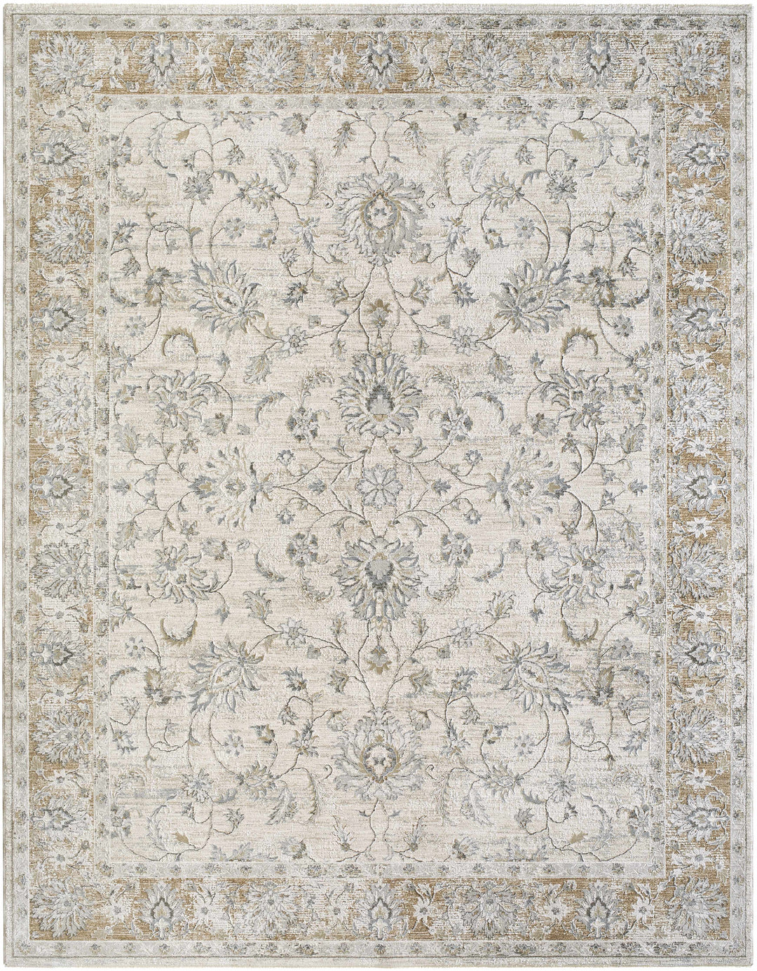Kerem Traditional Floral Design Cream And Gray Area Rug