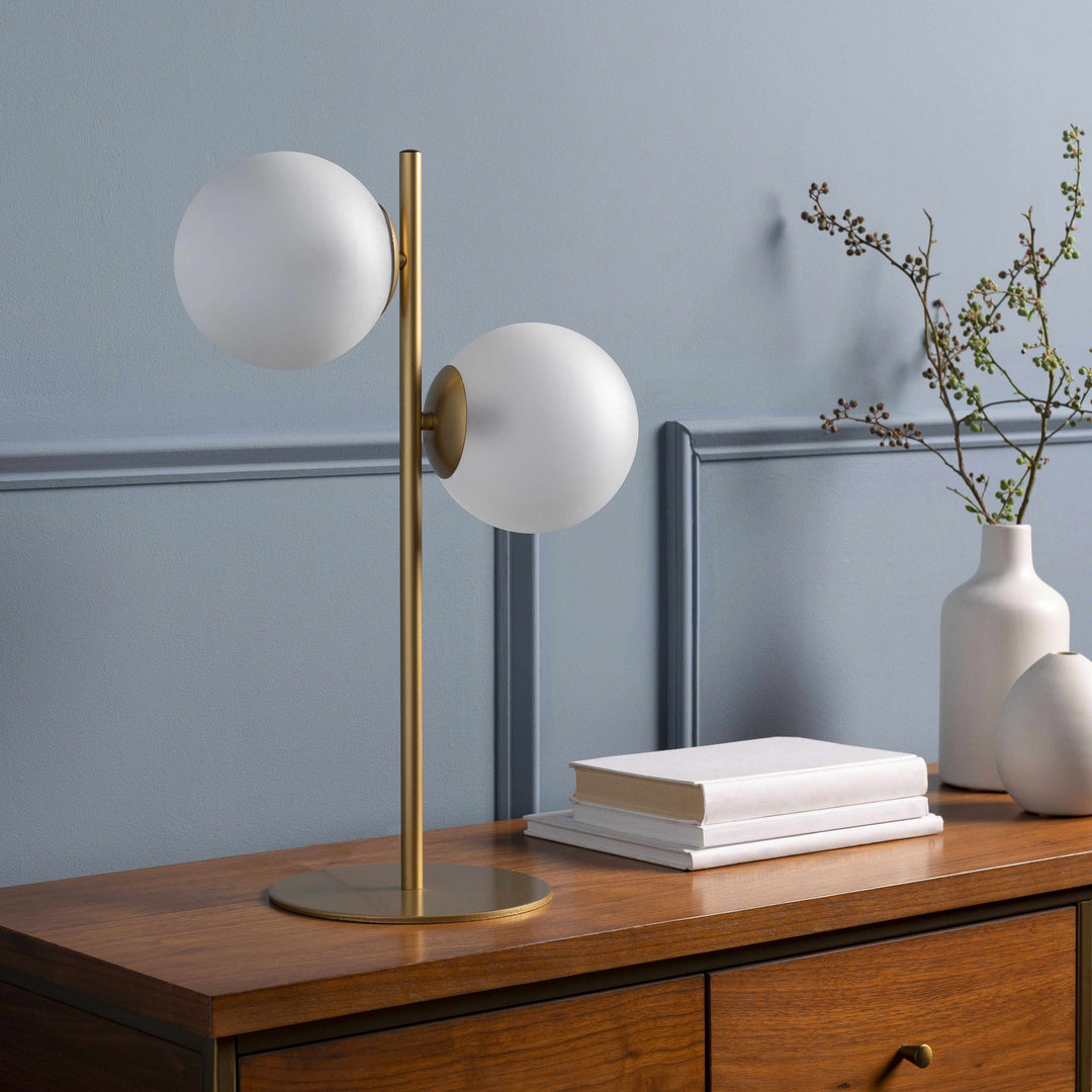 Krugersdorp Gold & White Glass Table Lamp | Contemporary Accent Lighting
