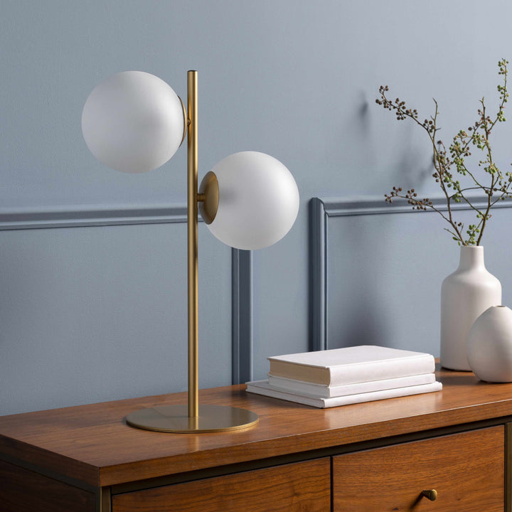 Krugersdorp Gold & White Glass Table Lamp | Contemporary Accent Lighting