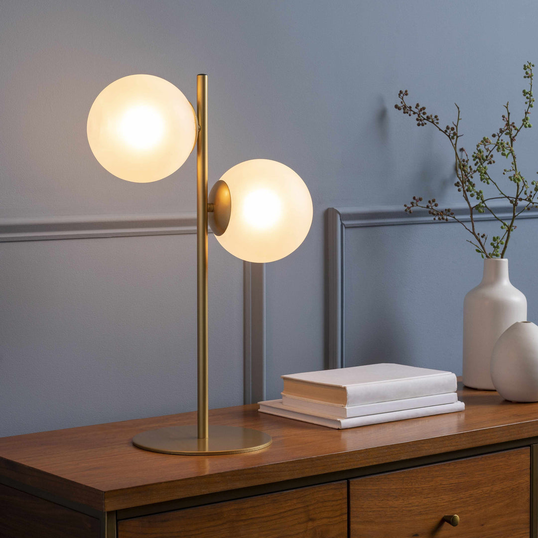 Krugersdorp Gold & White Glass Table Lamp | Contemporary Accent Lighting