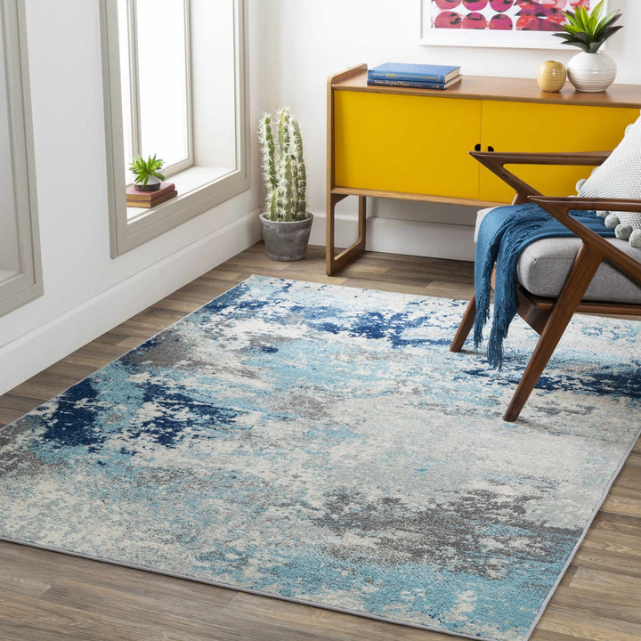 Kuluin Contemporary Abstract Blue And Gray Area Rug - The Rug Decor