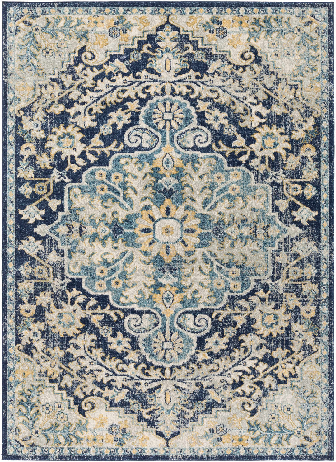 Kurnell Traditional Style Blue And Ivory Area Rug