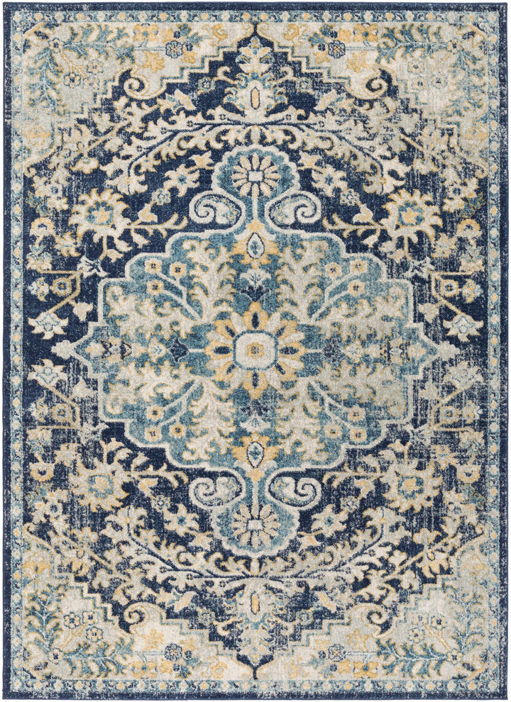 Kurnell Traditional Style Blue And Ivory Area Rug