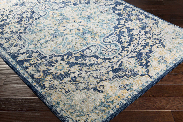 Kurnell Traditional Style Blue And Ivory Area Rug