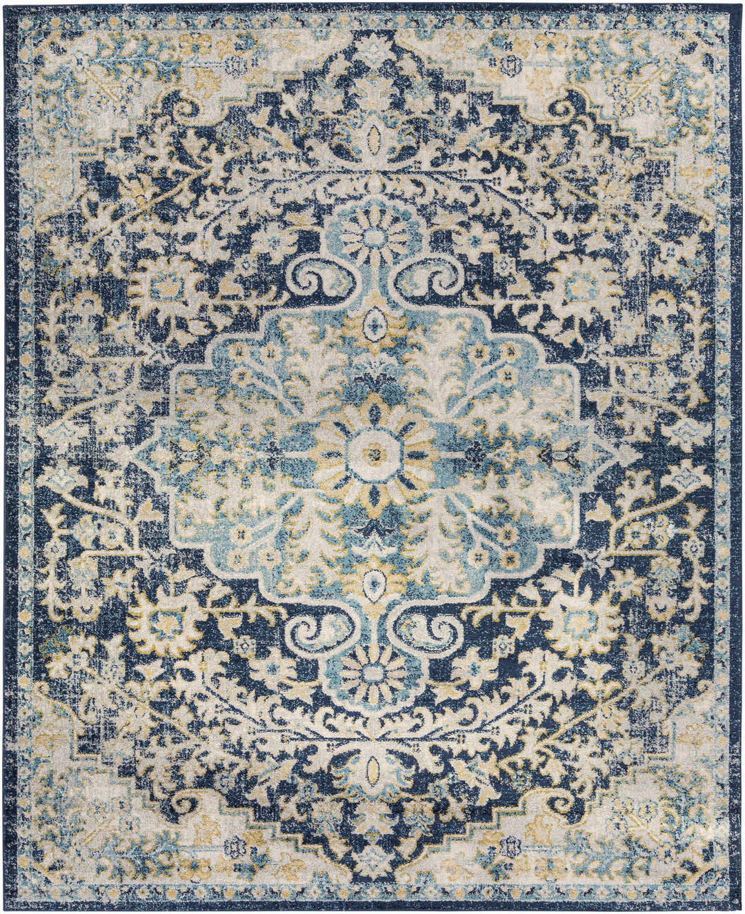 Kurnell Traditional Style Blue And Ivory Area Rug