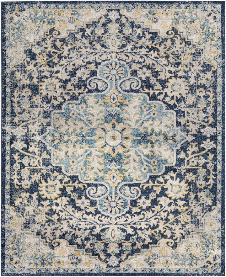 Kurnell Traditional Style Blue And Ivory Area Rug