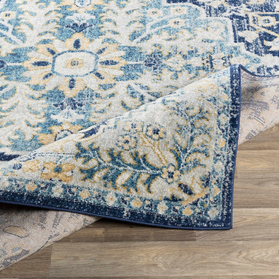 Kurnell Traditional Style Blue And Ivory Area Rug