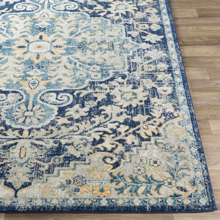 Kurnell Traditional Style Blue And Ivory Area Rug