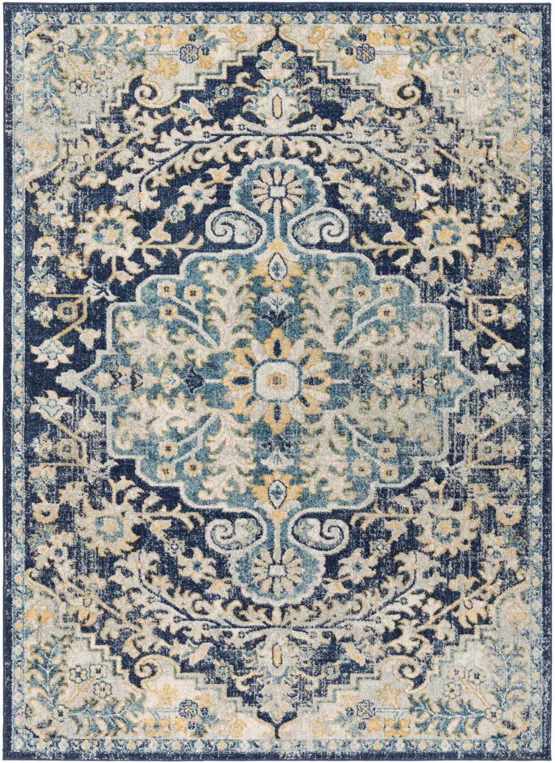 Kurnell Traditional Style Blue And Ivory Area Rug - The Rug Decor