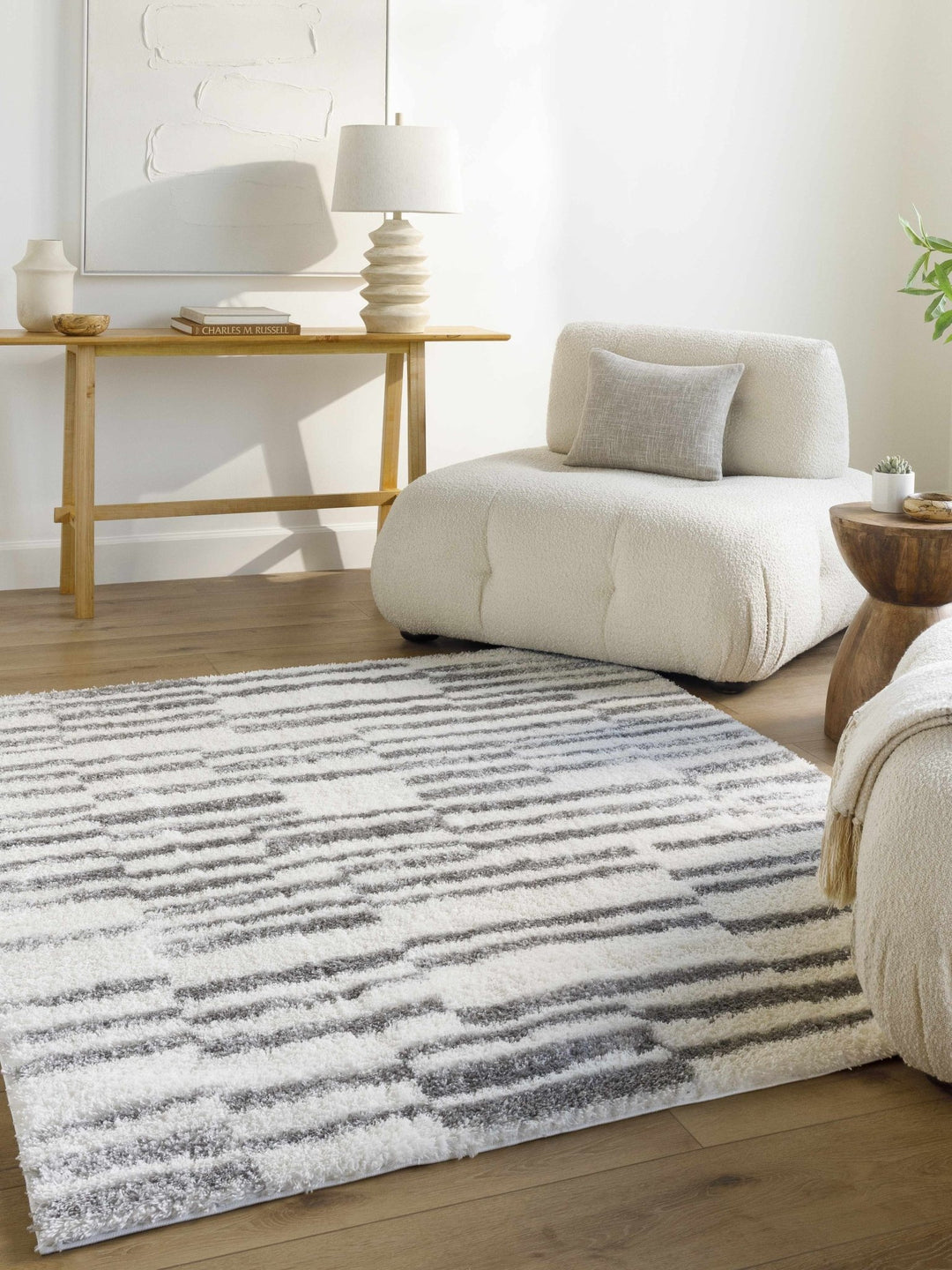 Kuron Modern Style Ivory And Gray Area Rug - The Rug Decor
