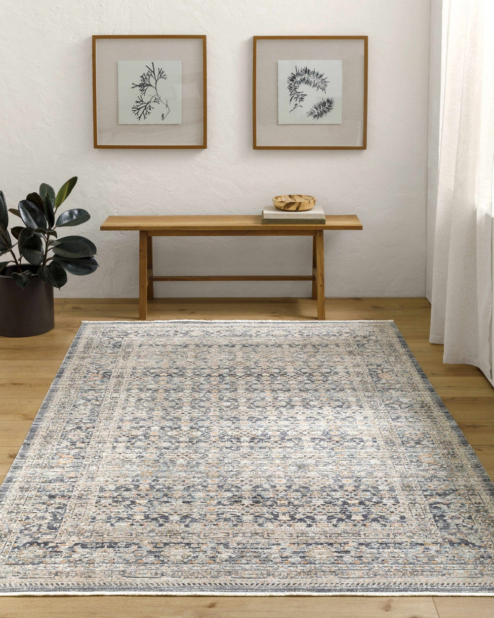 Kylan Traditional Style Charcoal And Beige Washable Area Rug - The Rug Decor