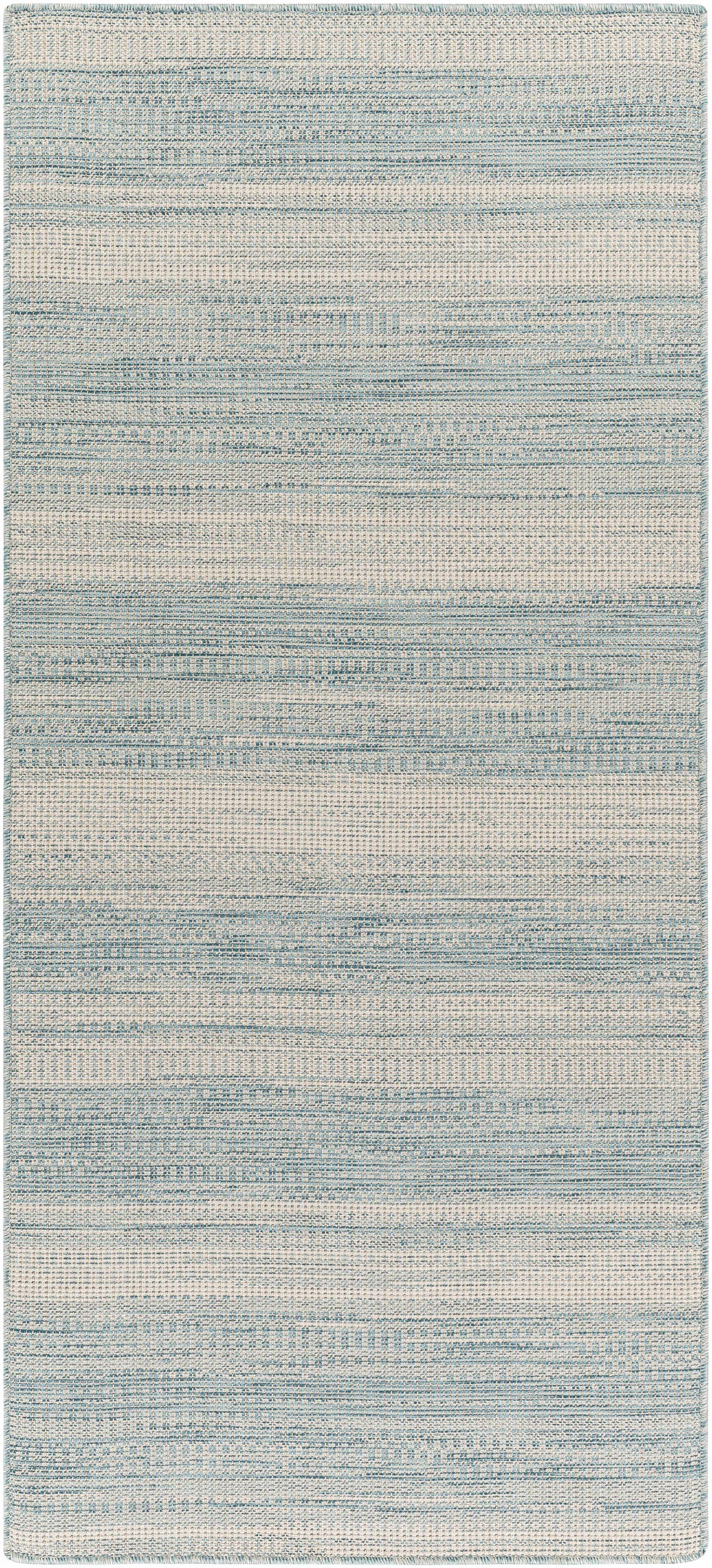 Kris	Contemporary Style Teal And Ivory Area Rug